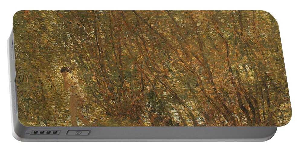 Under The Alders Portable Battery Charger featuring the painting Under the Alders by Childe Hassam
