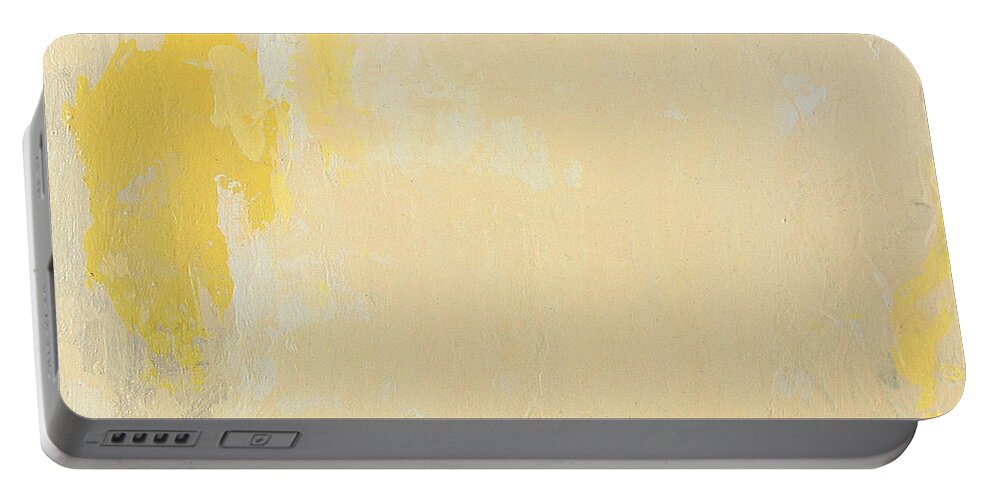 Painting Portable Battery Charger featuring the painting Untitled Abstract - bisque with yellow by Kathleen Grace