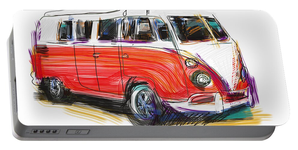 V Dub Portable Battery Charger featuring the mixed media V Dub by Russell Pierce