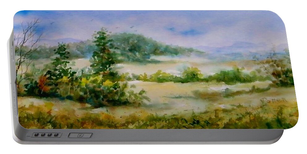 Valley Portable Battery Charger featuring the painting Valley View by Virginia Potter
