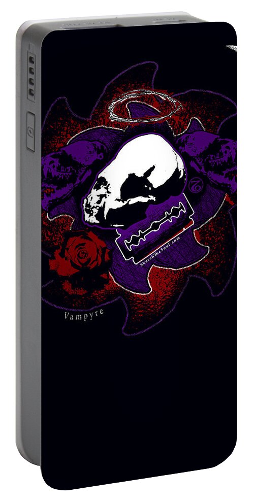 Vampire Portable Battery Charger featuring the mixed media Vampyre by Tony Koehl