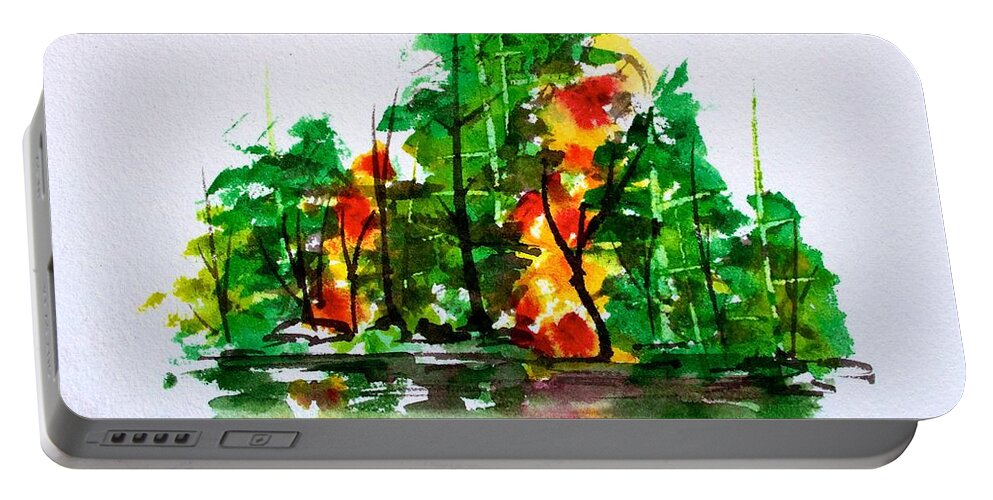 Vermont Portable Battery Charger featuring the painting Vermont October by Frank SantAgata