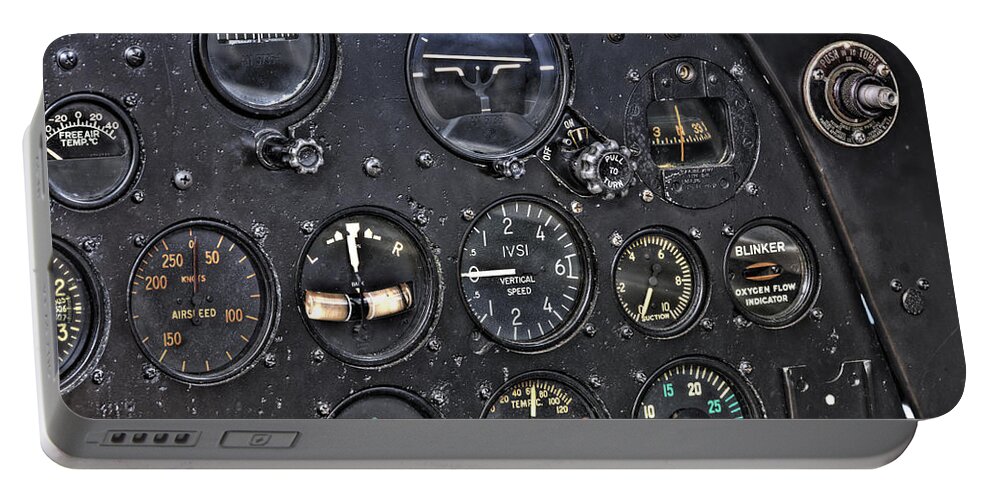 Vintage Planes Portable Battery Charger featuring the photograph Vintage Gauges by Rich Franco