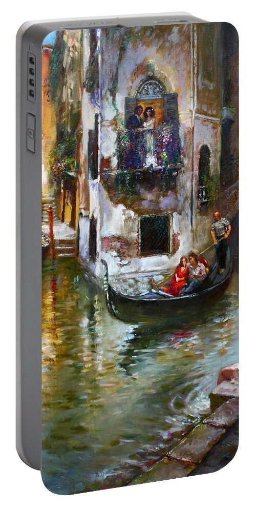 Venice Portable Battery Charger featuring the painting Viola in Venice by Ylli Haruni