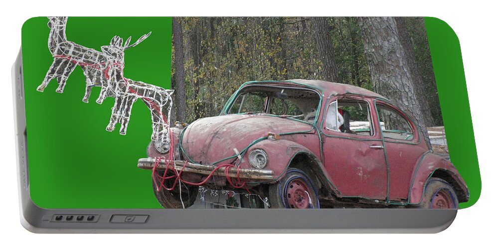 Reindeer Portable Battery Charger featuring the photograph Volkswagen Christmas 3D by Donna Brown