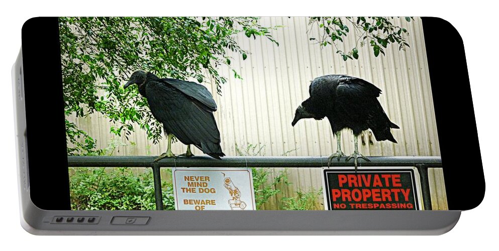 Vulture Portable Battery Charger featuring the photograph Vultures Guarding Property by Renee Trenholm