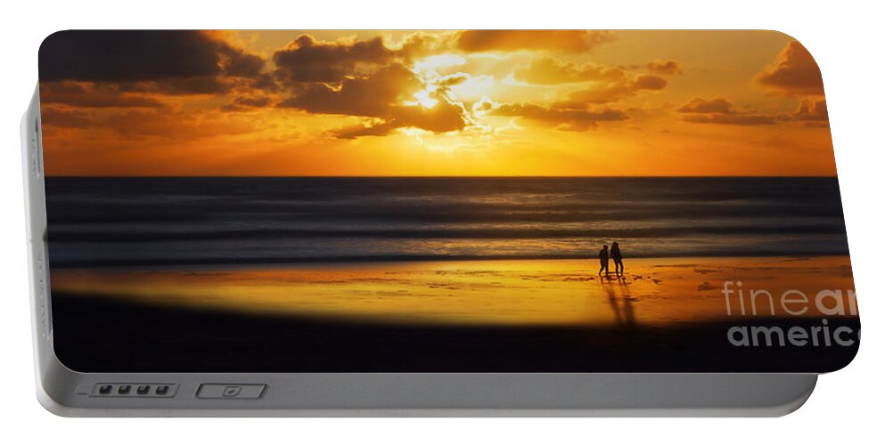 Sunset Portable Battery Charger featuring the photograph Walking Into The Sunlight by Hannes Cmarits