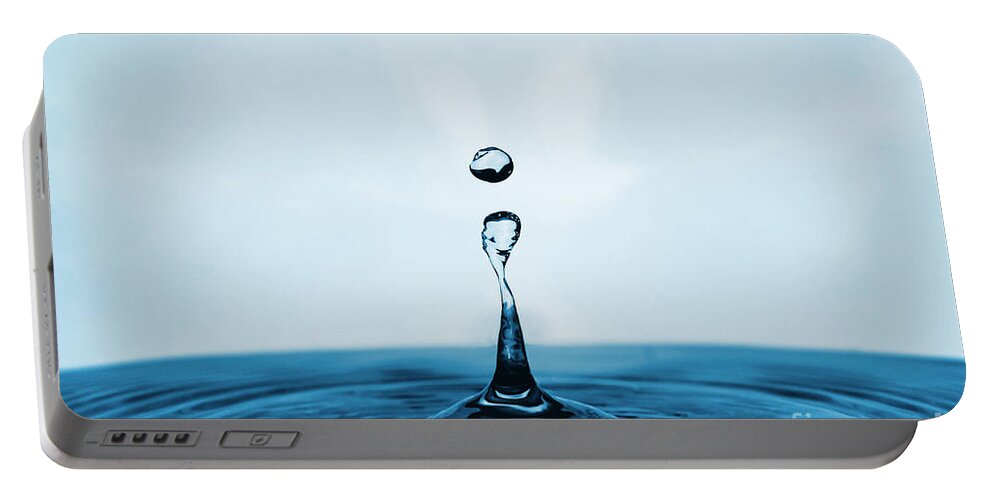 Water Portable Battery Charger featuring the photograph Water Drop in Blue by Paul Topp