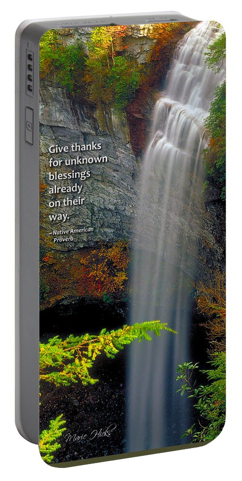 Waterfall Portable Battery Charger featuring the photograph Waterfall Blessings by Marie Hicks