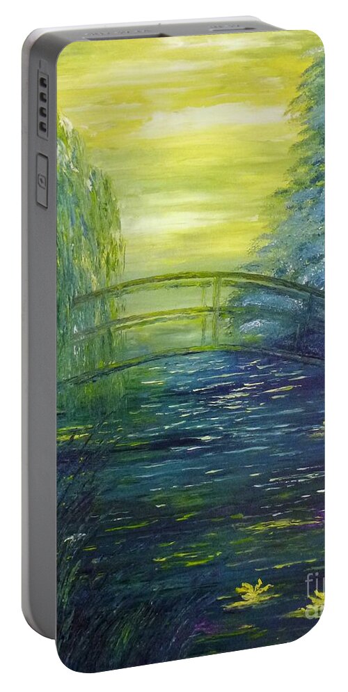 Waterlily Portable Battery Charger featuring the painting Waterlily Pond by Amalia Suruceanu