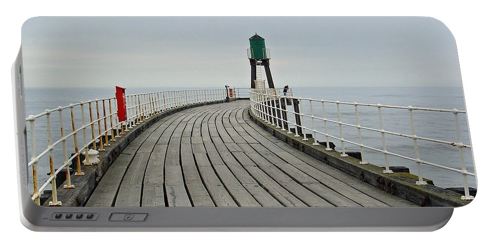 Ladder Portable Battery Charger featuring the photograph West Pier and Beacon by Rod Johnson