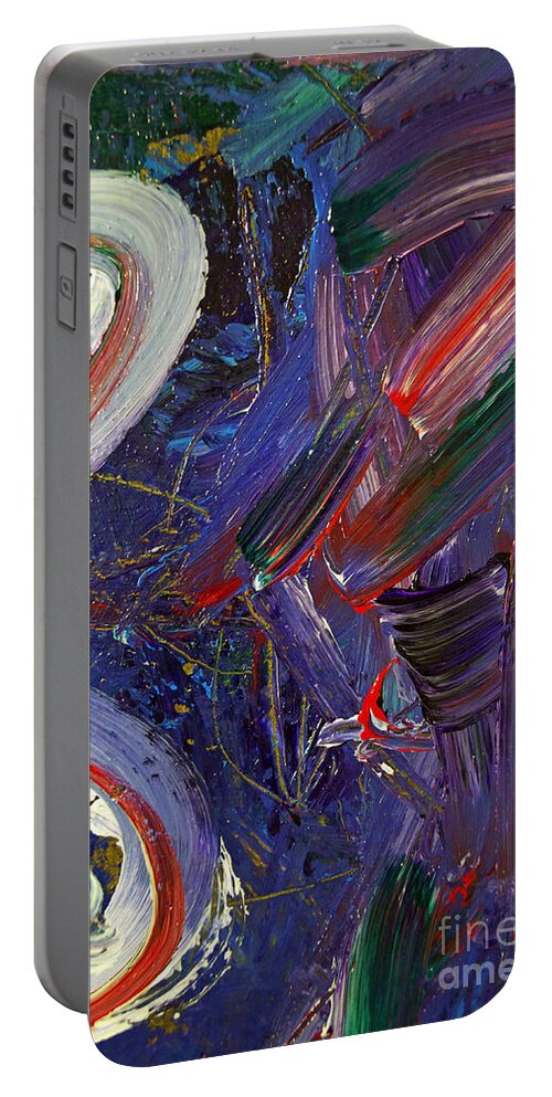 Abstract Portable Battery Charger featuring the painting Who sees ... by Gwyn Newcombe