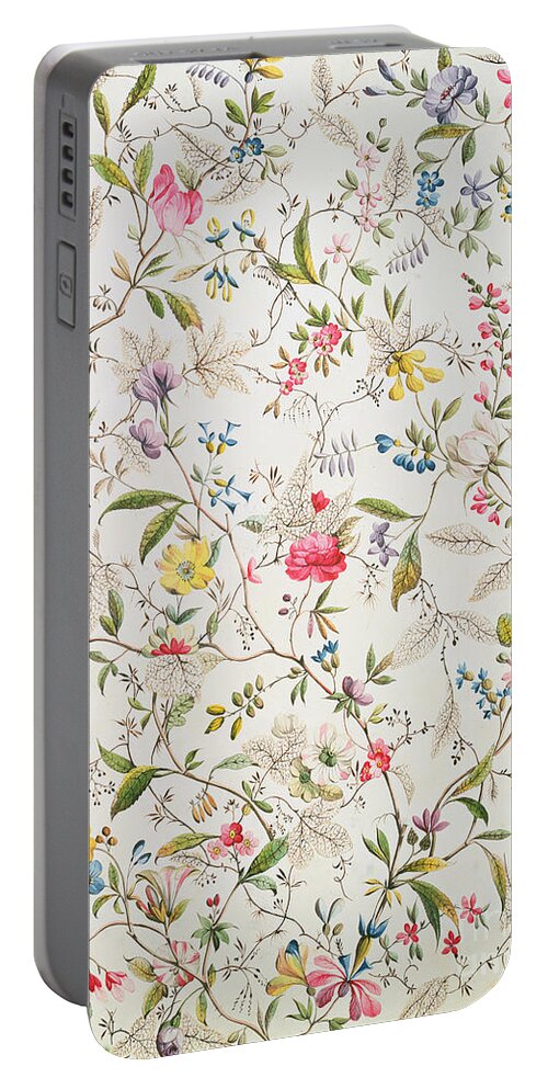 Kilburn Portable Battery Charger featuring the painting Wild flowers design for silk material by William Kilburn