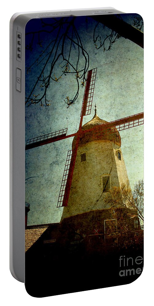 Windmill Portable Battery Charger featuring the photograph Windmill in Solvang California by Susanne Van Hulst