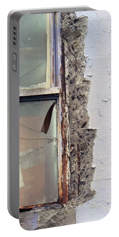 Abstract Portable Battery Charger featuring the photograph Window Pain by Pamela Patch