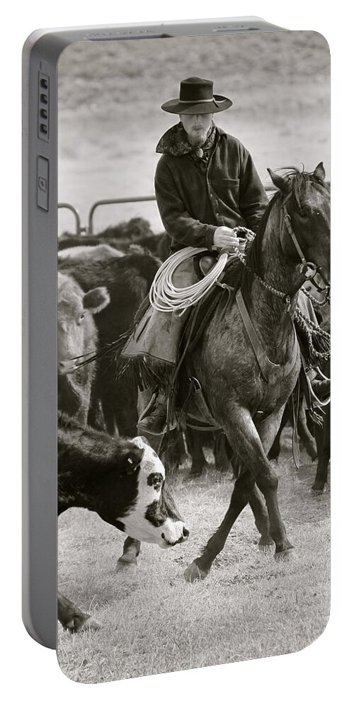 Wine Cup Ranch Portable Battery Charger featuring the photograph Wine Cup Cowboy by Diane Bohna