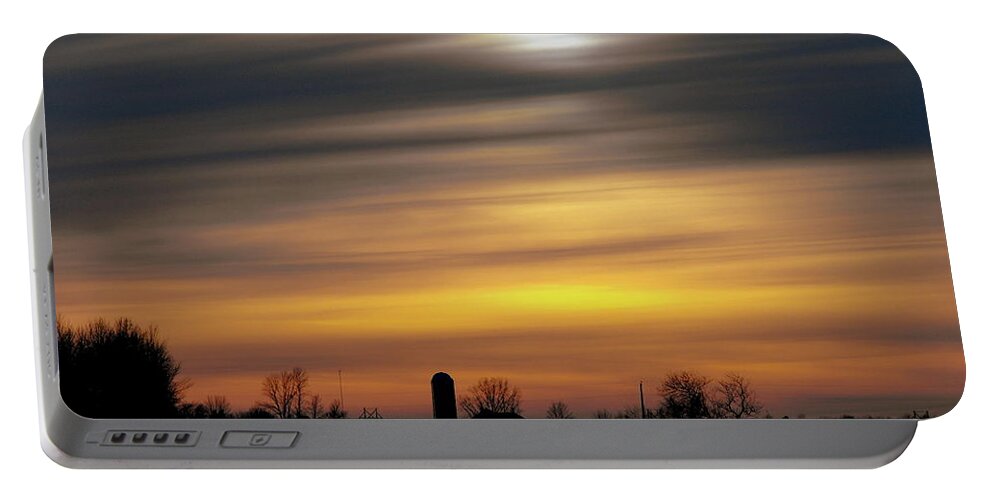 Landscapes Photograph Portable Battery Charger featuring the photograph Winter Farm Sunset by Ms Judi