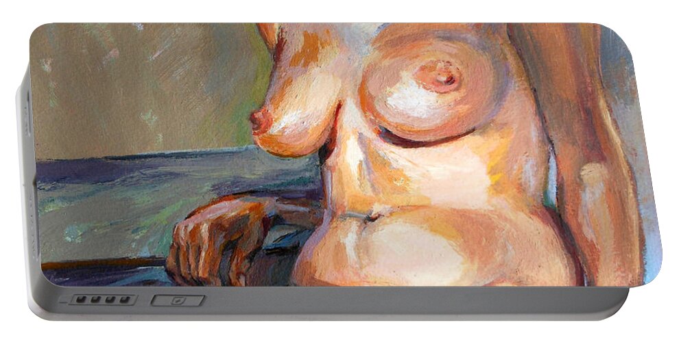 Woman Portable Battery Charger featuring the painting Woman Nude by Stan Esson