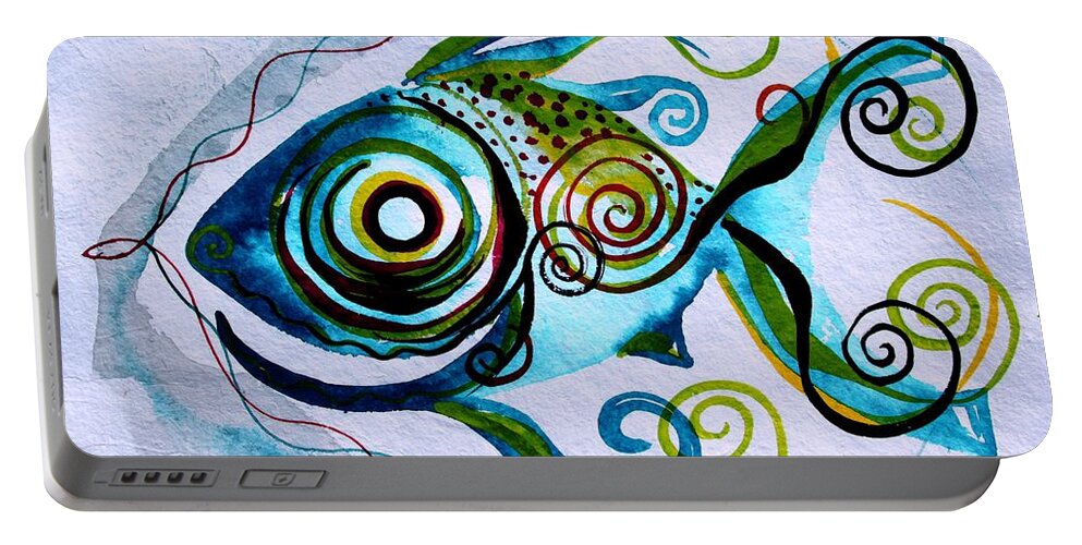 Paintings Portable Battery Charger featuring the painting WTFish 006 by J Vincent Scarpace