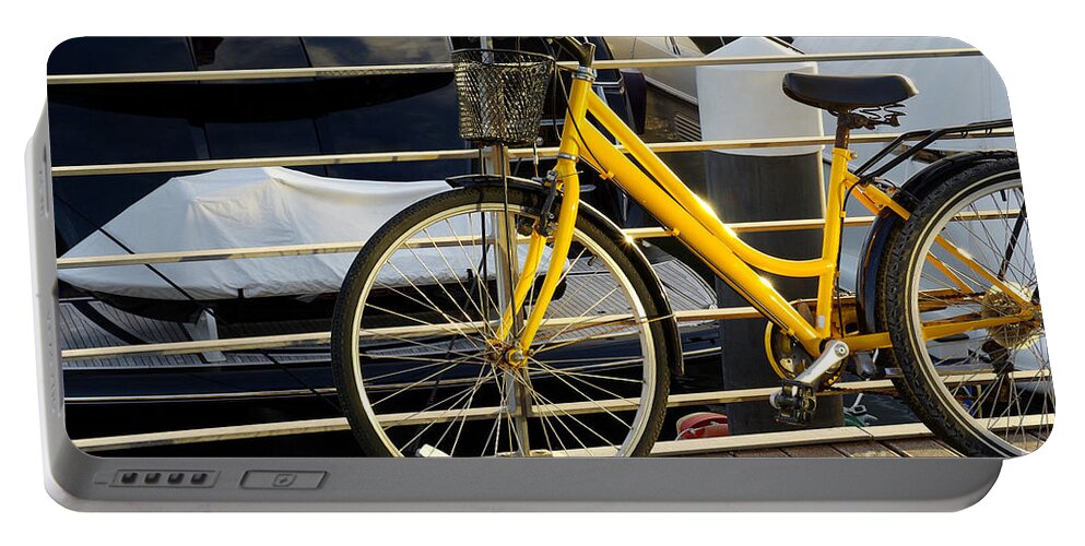 Activity Portable Battery Charger featuring the photograph Yellow Bicycle by Carlos Caetano