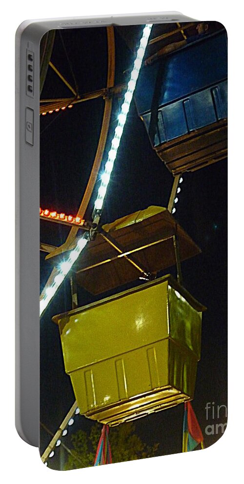 Ferris Portable Battery Charger featuring the photograph Yellow Ferris Wheel Bucket by Renee Trenholm