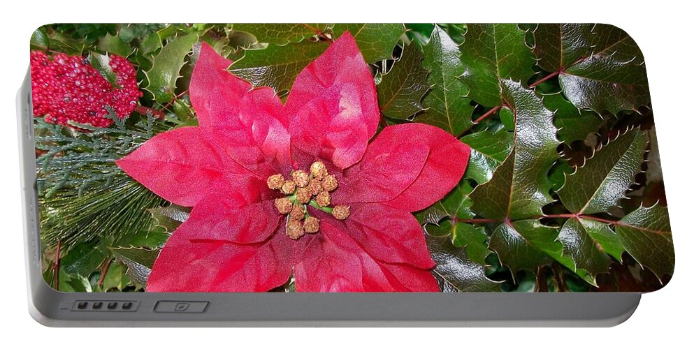 Oregon Portable Battery Charger featuring the photograph Christmas Poinsettia by Sharon Duguay
