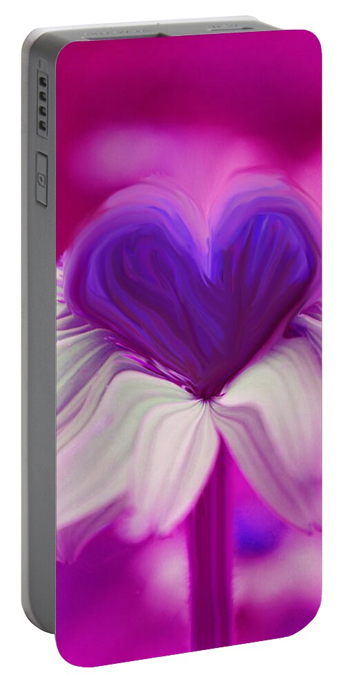 Flower Heart Portable Battery Charger featuring the photograph Flower Heart by Linda Sannuti