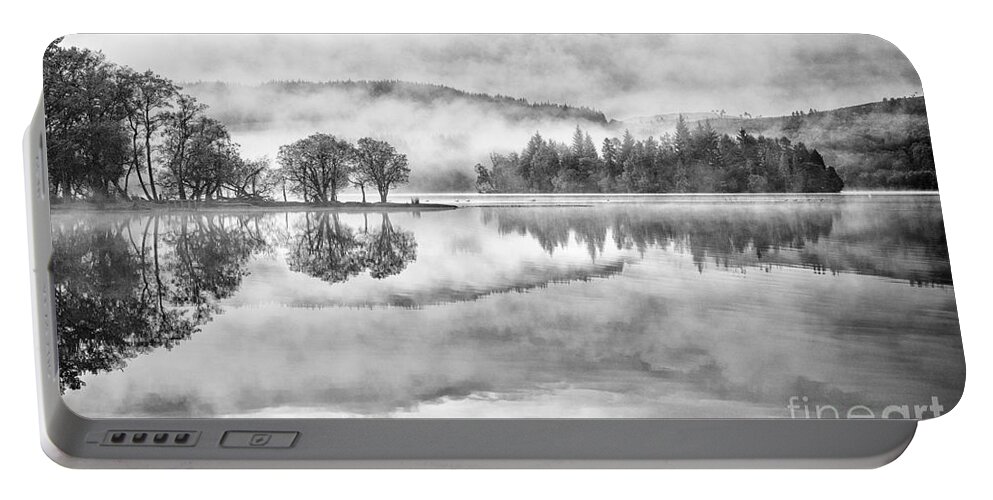 Landscape Portable Battery Charger featuring the photograph Misty Morning Ledard Point Loch Ard by Richard Burdon