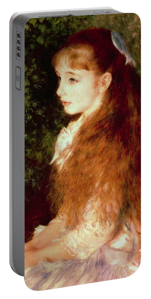 Impressionist; Girl; Young; Sister; Anvers Portable Battery Charger featuring the painting Portrait of Mademoiselle Irene Cahen d'Anvers by Pierre Auguste Renoir