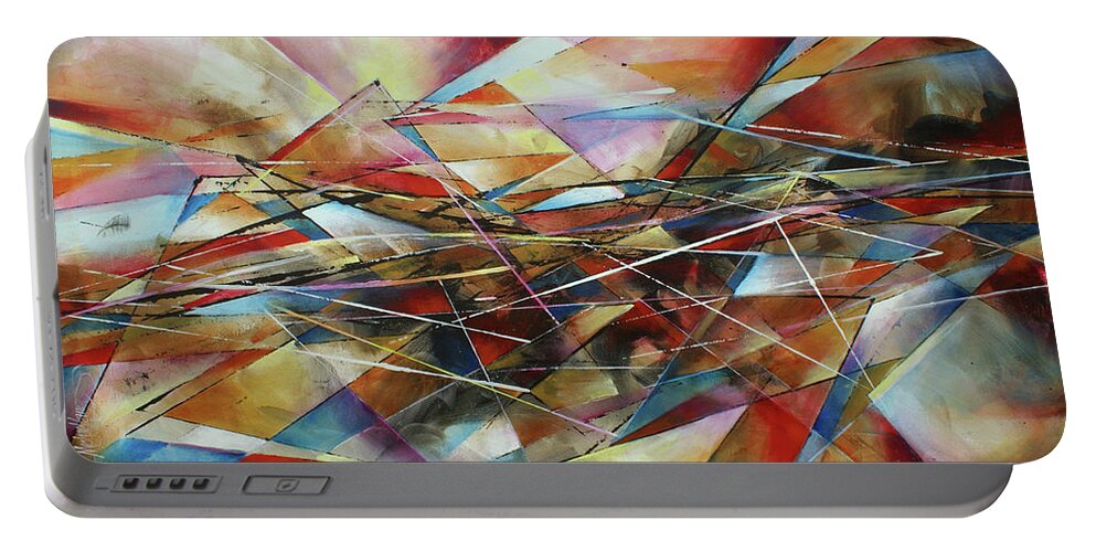 Abstract Portable Battery Charger featuring the painting ' Surface ' by Michael Lang