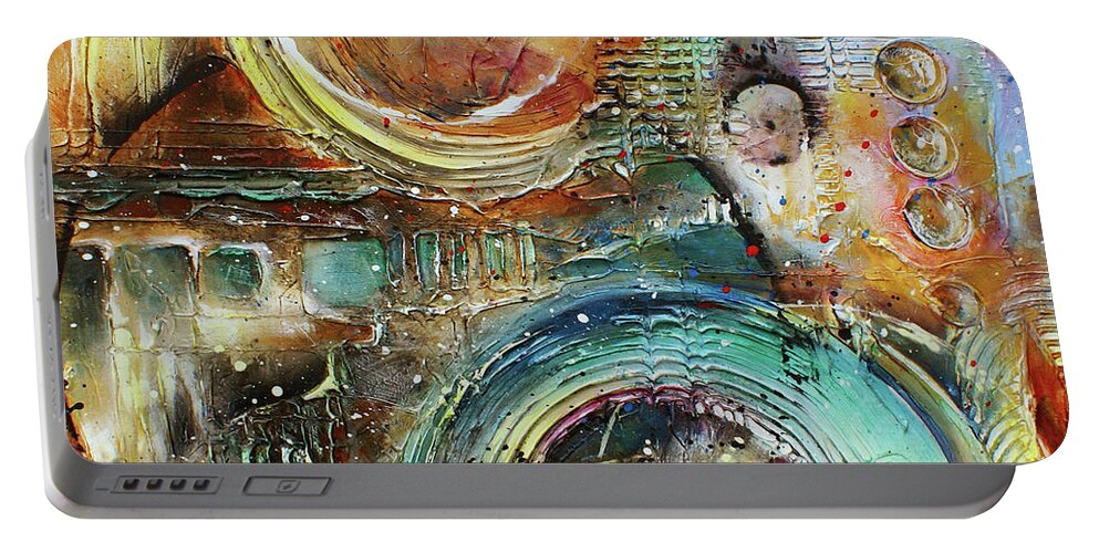 Abstract Portable Battery Charger featuring the painting ' Visions of Seven ' by Michael Lang