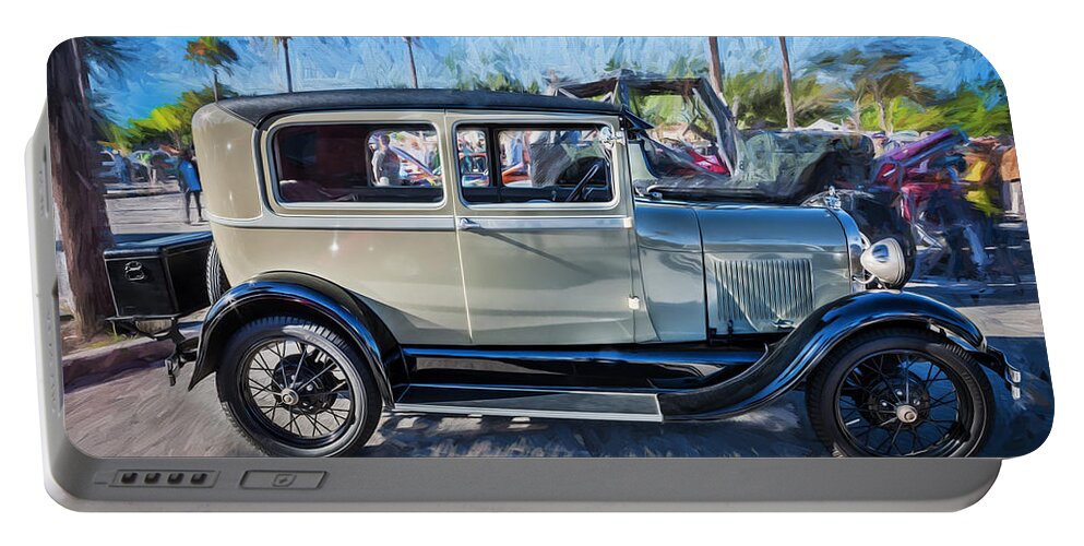 1928 Ford Model A Portable Battery Charger featuring the photograph 1928 Ford Model A Tudor Sedan Painted by Rich Franco
