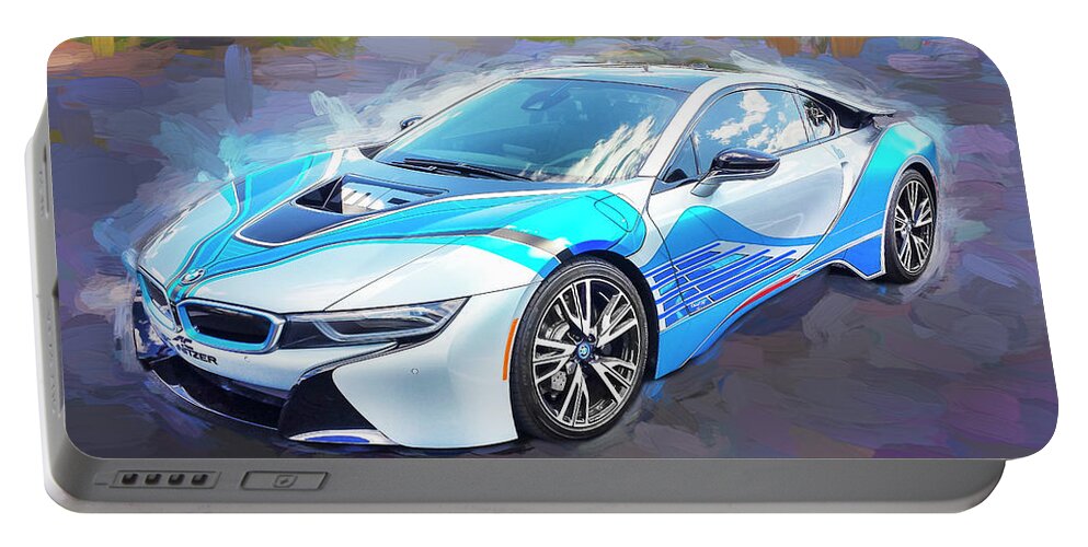 2015 Bmw Portable Battery Charger featuring the photograph 2015 BMW I8 HYBRID Sports Car #1 by Rich Franco