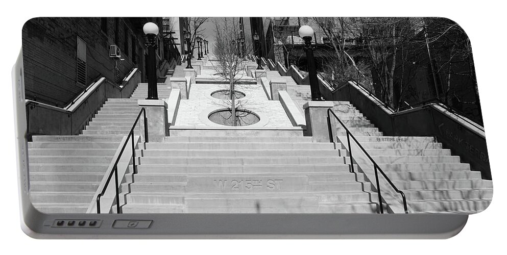 2016 Portable Battery Charger featuring the photograph 215th Street Stairs #1 by Cole Thompson
