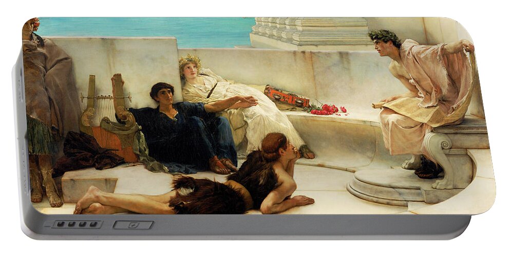 Reading Portable Battery Charger featuring the painting A Reading from Homer #1 by Sir Lawrence Alma-Tadema