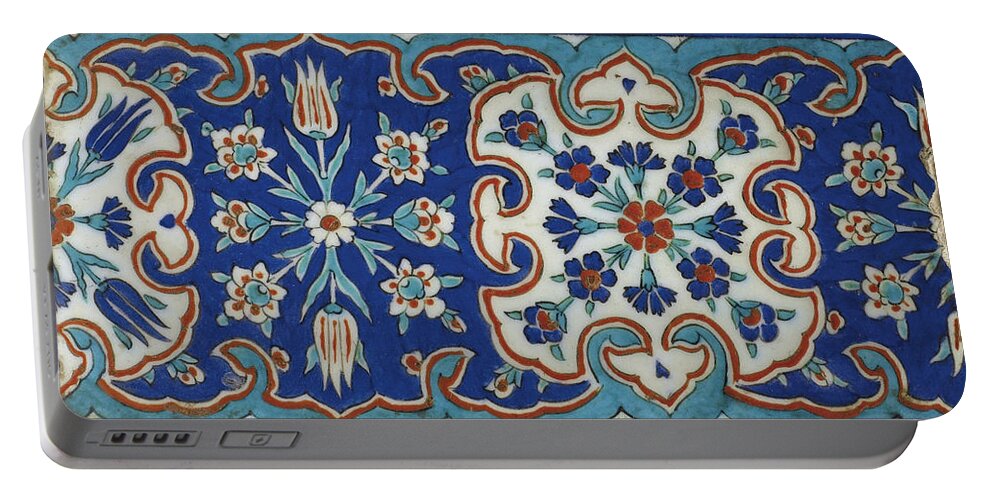 A Small Iznik Pottery Tile Portable Battery Charger featuring the painting A Small Iznik Pottery Tile #1 by Eastern Accents
