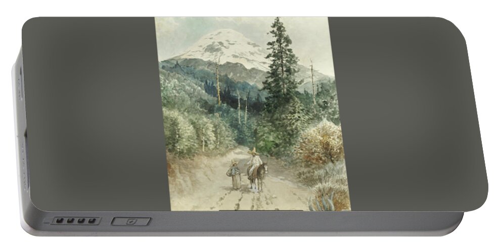 August LÖhr (german Portable Battery Charger featuring the painting A view of Popocatepetl by MotionAge Designs