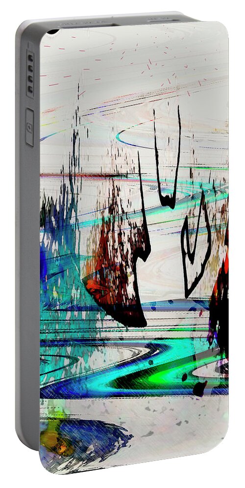 Abstract Portable Battery Charger featuring the painting Abstract 1001 by Gerlinde Keating - Galleria GK Keating Associates Inc