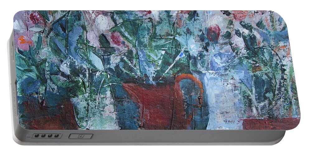 Flowers In White Vases Portable Battery Charger featuring the painting Abstract Flowers by Betty Pieper