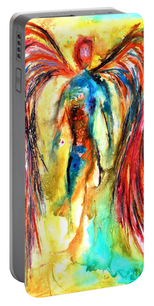 Angel Portable Battery Charger featuring the mixed media Abundant Colors #1 by Ivan Guaderrama