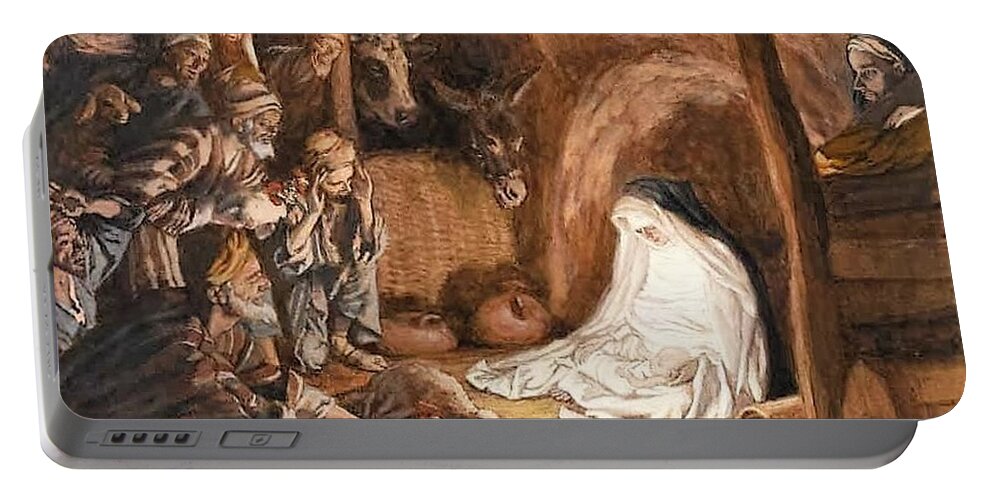 Christmas Portable Battery Charger featuring the painting Adoration of the Shepherds by Tissot