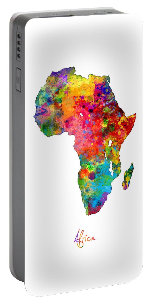 Map Art Portable Battery Charger featuring the digital art Africa Watercolor Map by Michael Tompsett