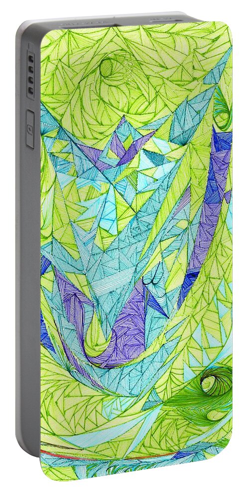 Abstract Portable Battery Charger featuring the drawing Aigikampos #1 by Robert Nickologianis