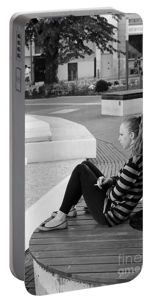 Blonde Portable Battery Charger featuring the photograph Alone #1 by Jivko Nakev