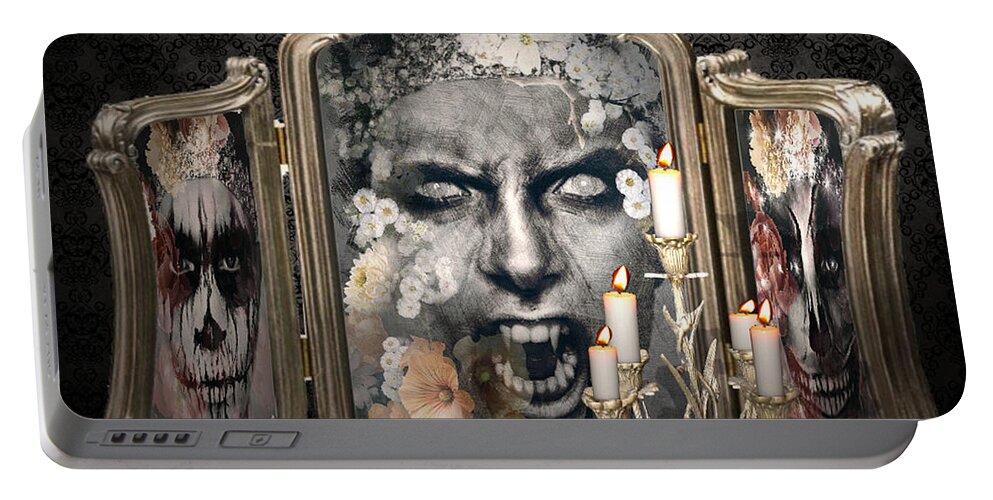 Digital Art Portable Battery Charger featuring the digital art Antique Vampire Paintings #1 by Artful Oasis