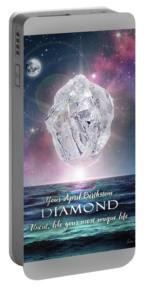 April Portable Battery Charger featuring the digital art April Birthstone Diamond by Evie Cook