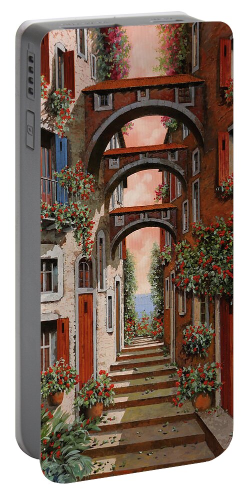 Arches Red Arches Portable Battery Charger featuring the painting Gli Archetti Rossi Nuovi by Guido Borelli