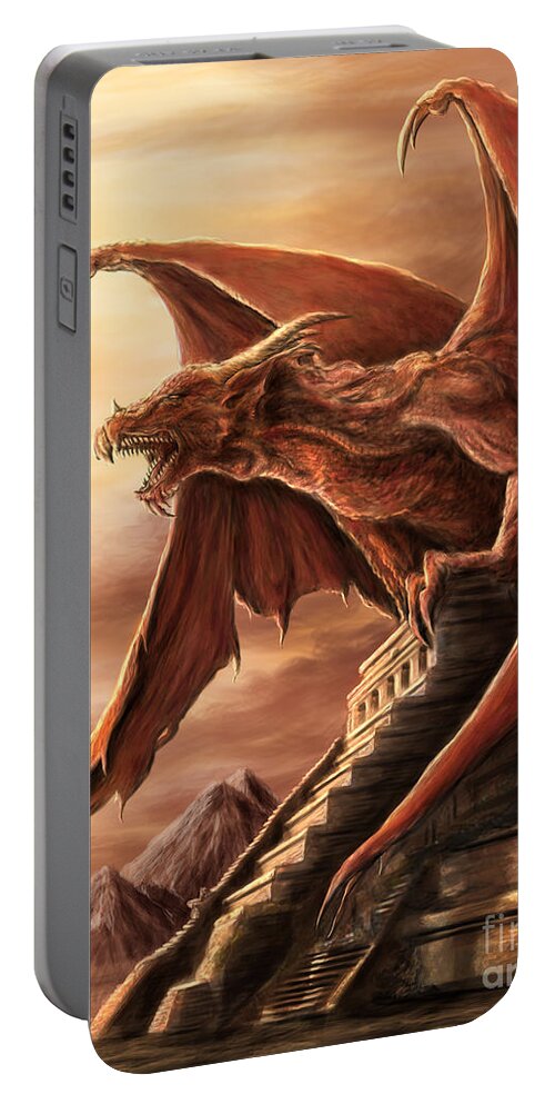 Dragon Portable Battery Charger featuring the digital art Armageddon Dragon #1 by MGL Meiklejohn Graphics Licensing