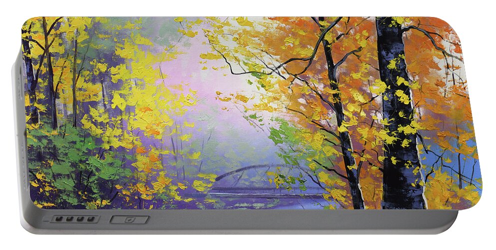  Colorful Portable Battery Charger featuring the painting Autumn reflections by Graham Gercken
