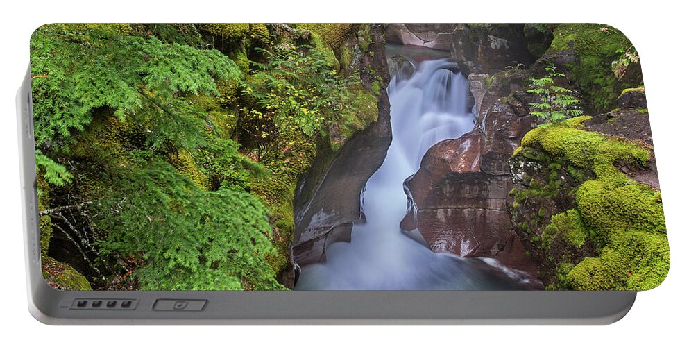Water Fall Portable Battery Charger featuring the photograph Avalanche Gorge #1 by Jack Bell